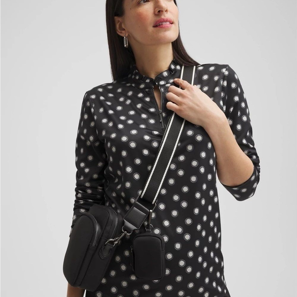 Chico's Black Nylon Crossbody Bag with Detachable Pouch and Striped Strap - Picture 2 of 11